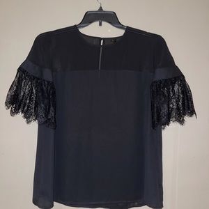 Black Top With Lace Sleeves